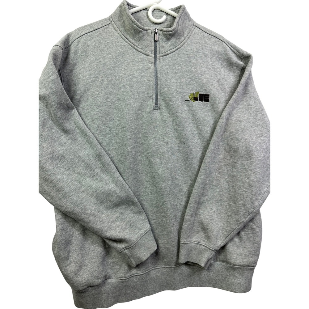 LL Bean Gray Quarter Zip Sweatshirt Mens XL Cotton Blend Fleece Lined